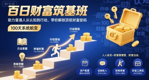 百日财富筑基班，助力普通人从认知到行动，带你解锁顶级财富密码-校睿铺