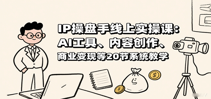 IP操盘手线上实操课：AI工具、内容创作、商业变现等20节系统教学-校睿铺