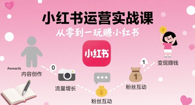 小红书运营实战课，从零到一玩賺小红书-校睿铺