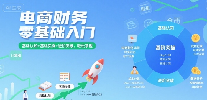 电商财务零基础入门，基础认知+基础实操+进阶突破，轻松掌握-校睿铺