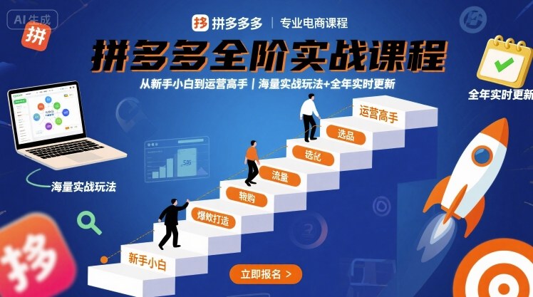 拼多多全阶实战课程，从新手小白到运营高手，海量实战玩法+全年实时更新【2025年9月更新】-校睿铺