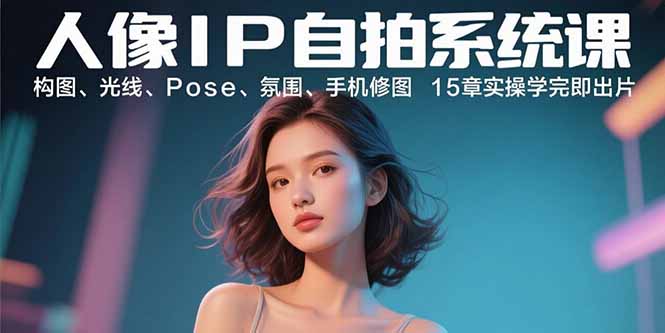 人像IP自拍系统课：构图、光线、Pose、氛围、手机修图 15章实操学完即出片-校睿铺