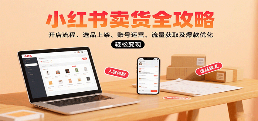 小红书卖货全攻略：开店流程、选品上架、账号运营、流量获取及爆款优化，轻松变现-校睿铺