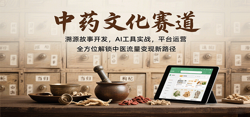 中药文化赛道：溯源故事开发，AI工具实战，平台运营，全方位解锁中医流量变现新路径-校睿铺