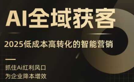 AI全域获客实训营，2025低成本高转化的智能营销，精准找客，高效营销-校睿铺