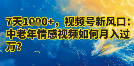 7天收益1k+，视频号新风口：中老年情感视频如何月入过W?-校睿铺