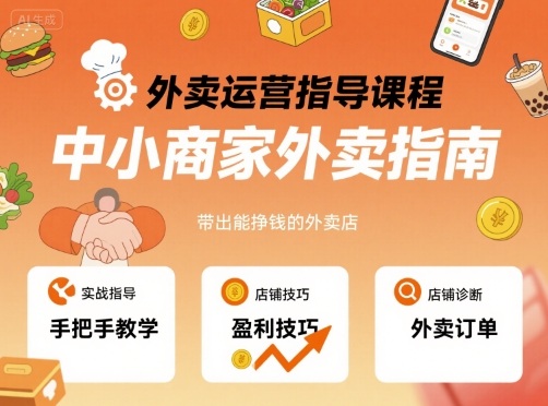 外卖运营指导课程，中小商家外卖指南，手把手带出能挣钱的外卖店-校睿铺
