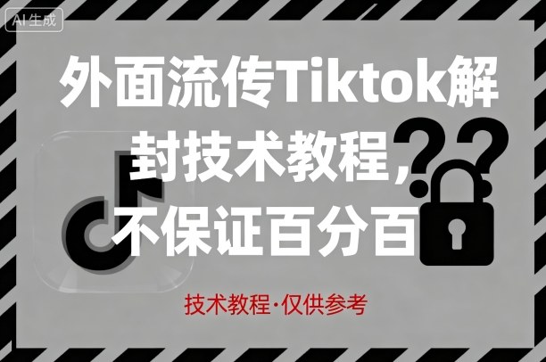外面流传Tiktok解封技术教程，不保证百分百，具体自测-校睿铺