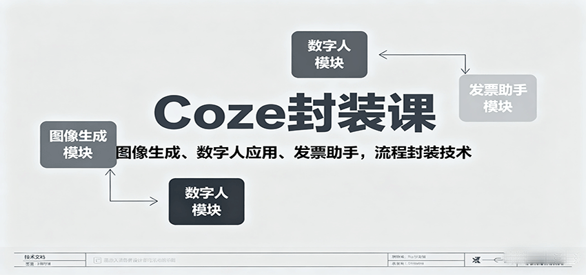 Coze封装课，图像生成、数字人应用、发票助手，流程封装技术-校睿铺