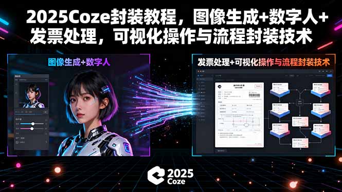 2025Coze封装教程，图像生成+数字人+发票处理，可视化操作与流程封装技术-校睿铺