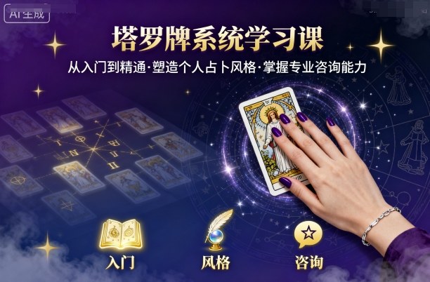 塔罗牌系统学习课，助你从入门到精通，塑造个人占卜风格，掌握专业咨询能力-校睿铺