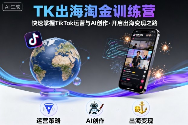 TK出海淘金训练营，助你快速掌握TikTok运营与AI创作，开启出海变现之路-校睿铺