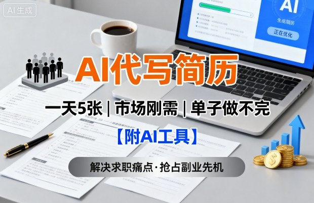 AI代写简历，一天5张，今年找工作难，市场刚需，单子做不完【附AI工具】-校睿铺