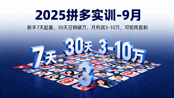 2025拼多多实训-9月：新手7天起量,30天日销破万,月利润3-10万,可矩阵复制-校睿铺