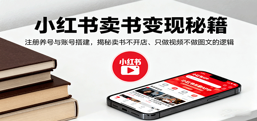 小红书卖书变现秘籍，注册养号与账号搭建，揭秘卖书不开店、只做视频不做图文的逻辑-校睿铺