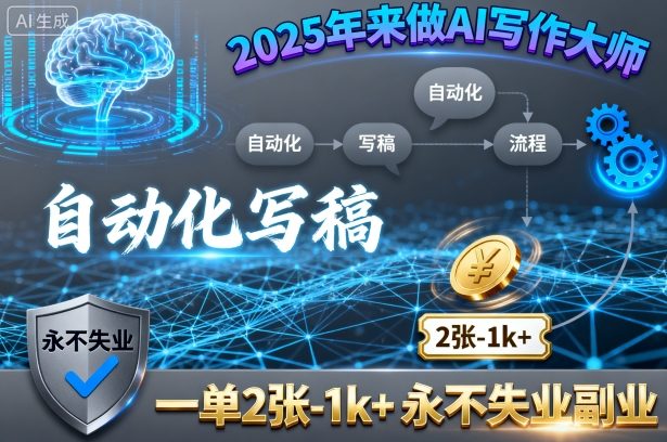 2025年来做AI写作大师，自动化写稿，一单2张-1k+，永不失业副业-校睿铺