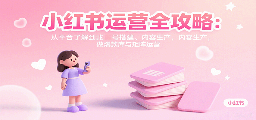 小红书运营全攻略：从平台了解到账号搭建、内容生产，做爆款库与矩阵运营-校睿铺