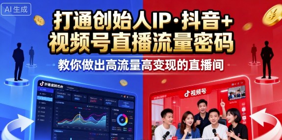 25年直播9-10两期线下课，打通创始人IP，抖音+视频号直播流量密码，教你做出高流量高变现的直播间-校睿铺