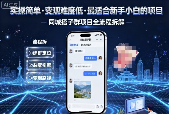 实操简单，变现难度低，最适合新手小白做的项目，每天轻松收入3张，同城搭子群项目全流程拆解-校睿铺