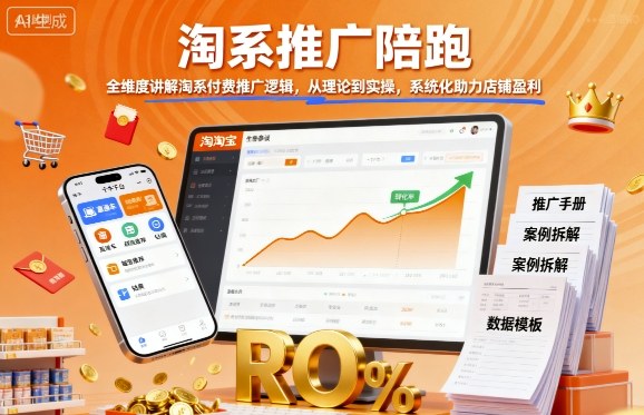 淘系推广陪跑，全维度讲解淘系付费推广逻辑，从理论到实操，系统化助力店铺盈利-校睿铺