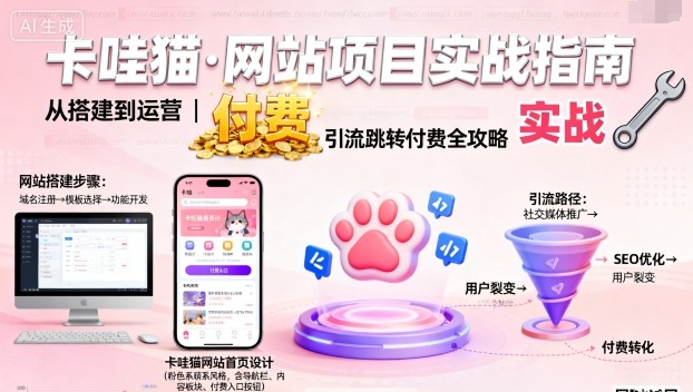 卡哇猫·网站项目，网站搭建与运营以及引流跳转付费-校睿铺