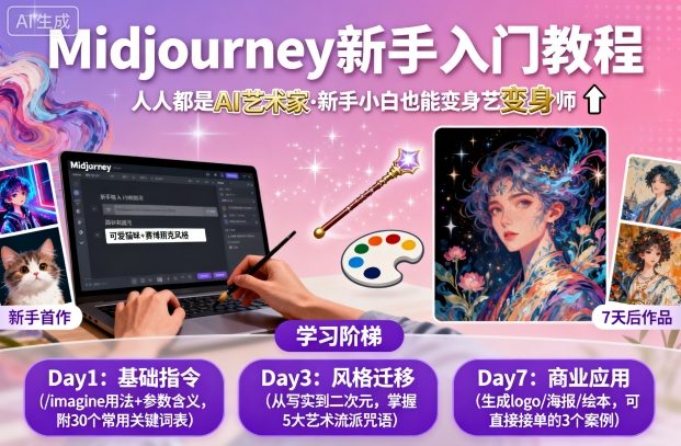 midjourney新手入门教程：人人都是AI艺术家，新手小白也能变身艺术大师-校睿铺