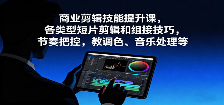 商业剪辑技能提升课，各类型短片剪辑和组接技巧，节奏把控，教调色、音乐处理等-校睿铺