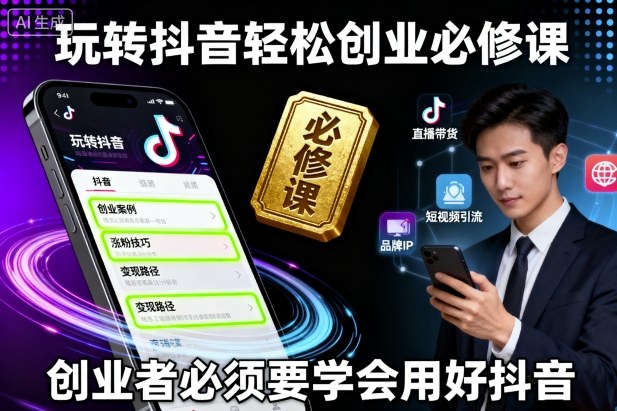 玩转抖音轻松创业必修课，创业者必须要学会用好抖音-校睿铺