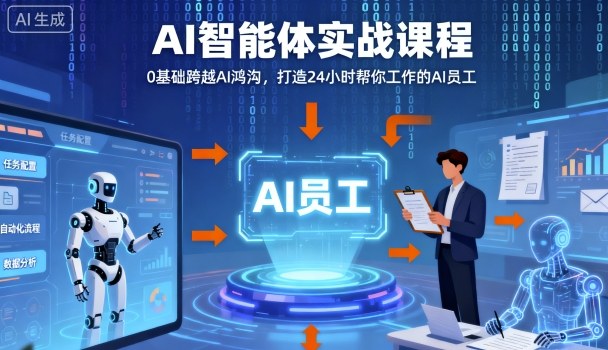 Ai智能体实战课程，0基础跨越Ai鸿沟，打造24小时帮你工作的Ai员工，打破常规，以实战定义Ai-校睿铺