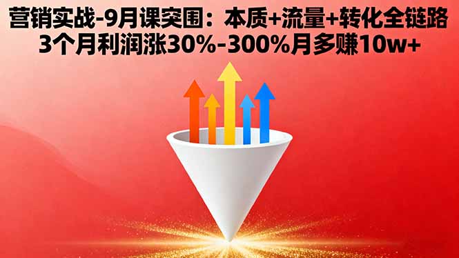 营销实战-9月突围课:本质+流量+转化全链路 3个月利润涨30%-300%月多赚10w+-校睿铺