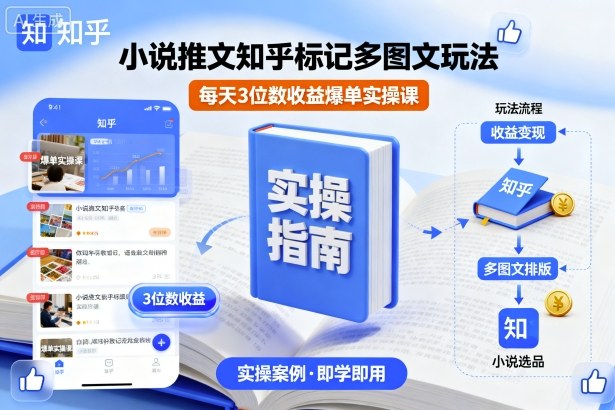 小说推文知乎标记多图文玩法，每天3位数收益爆单实操课-校睿铺