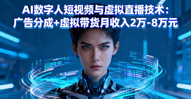 AI数字人短视频与虚拟直播技术：广告分成+虚拟带货月收入2万-8万元-校睿铺