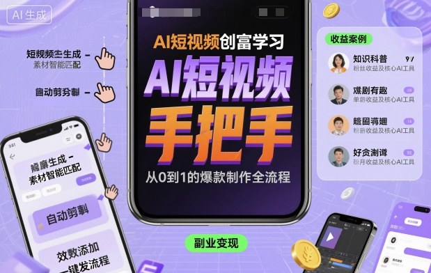 AI短视频创富学习，手把手教会你制作AI短视频-校睿铺