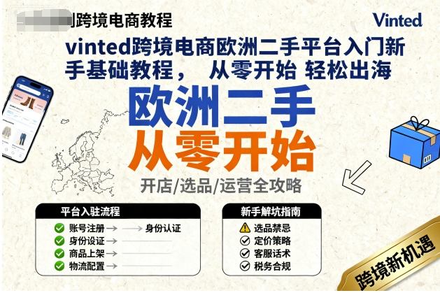 vinted跨境电商欧洲二手平台入门新手基础教程，从零开始轻松出海-校睿铺