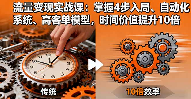 流量变现实战课：掌握4步入局、自动化系统、高客单模型，时间价值提升10倍-校睿铺