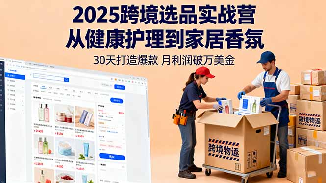 2025跨境选品实战营：从健康护理到家居香氛，30天打造爆款,月利润破万美金-校睿铺