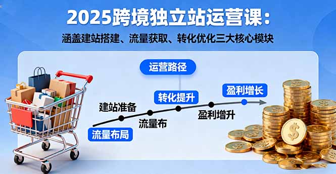 2025跨境独立站运营课：涵盖建站搭建、流量获取、转化优化三大核心模块-校睿铺