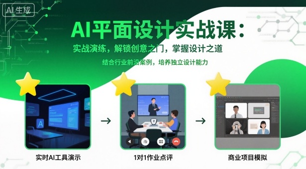 AI平面设计实战课，实战演练，解锁创意之门，掌握设计之道-校睿铺