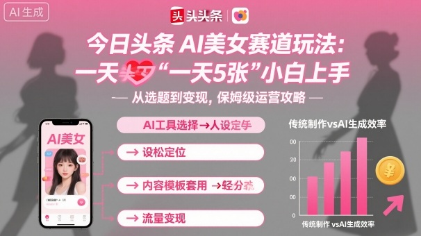 今日头条AI美女赛道玩法，一天轻松5张，小白轻松上手-校睿铺
