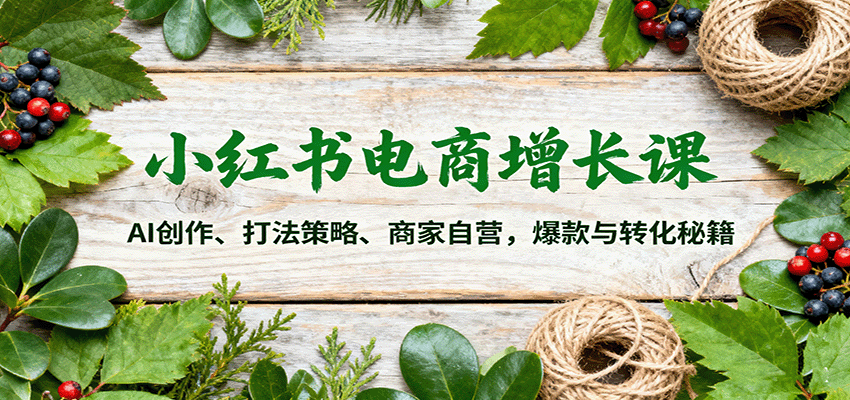 小红书电商增长课：AI创作、打法策略、商家自营，爆款与转化秘籍-校睿铺