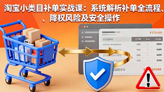 淘宝小类目补单实战课：系统解析补单全流程、降权风险及安全操作-校睿铺