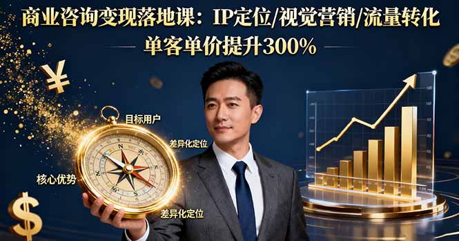 商业咨询变现落地课：IP定位/视觉营销/流量转化，单客单价提升300%-校睿铺