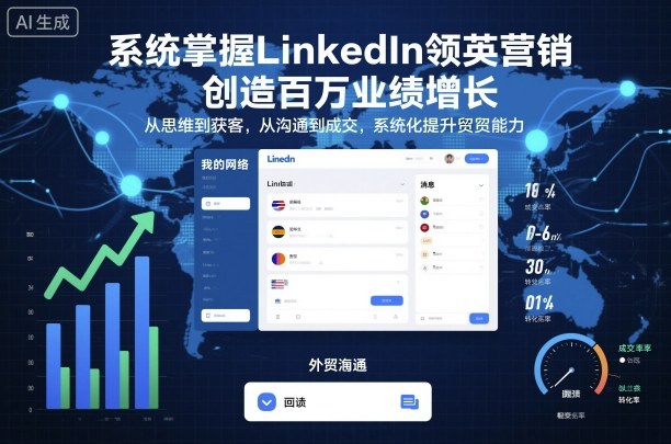 系统掌握LinkedIn领英营销，创造百万业绩增长，从思维到获客，从沟通到成交，系统化提升外贸能力-校睿铺