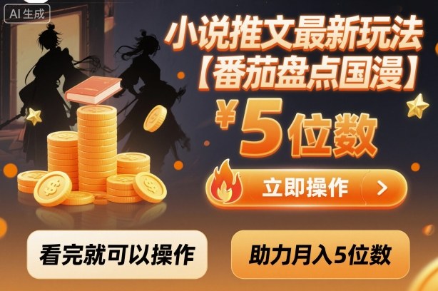 小说推文最新玩法，助力月入5位数【番茄盘点国漫】玩法，看完就可以操作-校睿铺