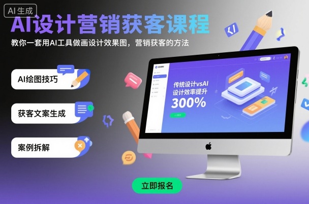 AI设计营销获客课程，教你一套用AI工具做画设计效果图，营销获客的方法-校睿铺