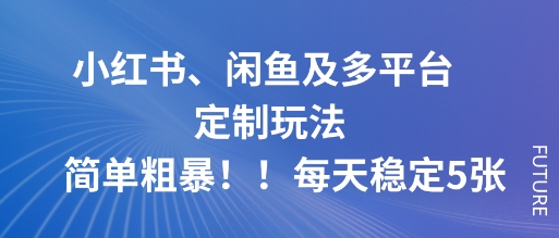 小红书、闲鱼及多平台定制玩法简单粗暴！每天稳定5张-校睿铺