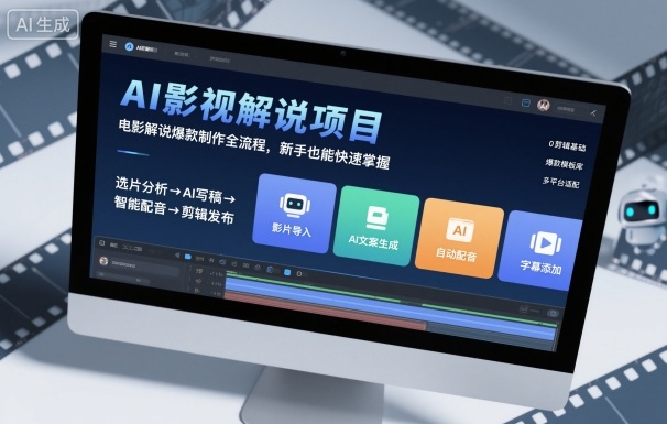 AI影视解说项目，电影解说爆款制作全流程，新手也能快速掌握-校睿铺
