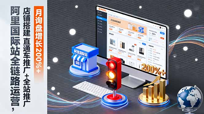 阿里国际站全链路运营，店铺搭建+直通车推广+全站推广，月询盘增长200%+-校睿铺