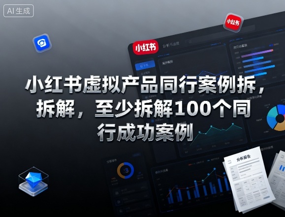 小红书虚拟产品同行案例拆解，至少拆解100个同行成功案例-校睿铺