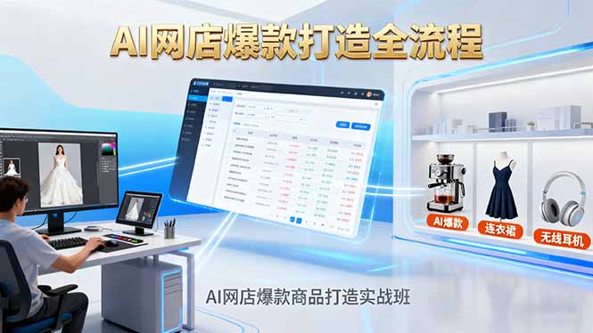 AI网店爆款商品打造实战班：AI技术实现商品图智能处理，快速搭建AI网店-校睿铺